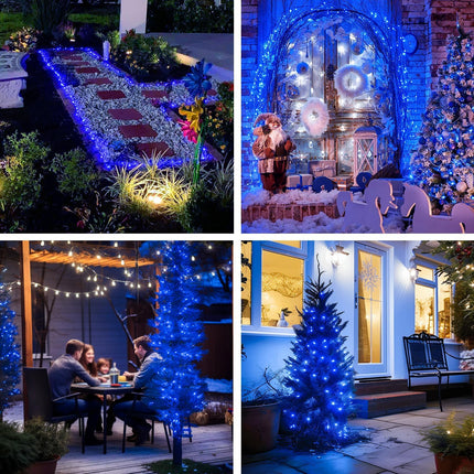 JMEXSUSS 2 Pack Blue Fairy Lights Battery Operated, Total 400 LED 132ft Christmas Fairy Lights with Remote, 8 Modes Blue String Lights for Christmas Tree Bedroom Xmas Wreath Patio Fireplace Decor