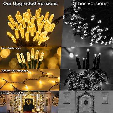 d Christmas Tree Lights, 158 FT 480 LED String Lights Green Wire with 8 Modes, Timer and Memory, Plug in Outdoor Waterproof Twinkle Lights for Indoor Yard Xmas Holiday, Warm White