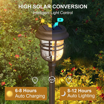 XMCOSY+ Solar Outdoor Lights, ‎2 Lighting Modes RGBW LED Solar Garden Lights, Solar Pathway Lights, IP65 Waterproof Solar Powered for Yard Patio Walkway Driveway (6 Pack, Warm White & RGB)