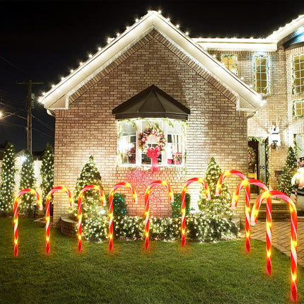 24 Pack d Solar Christmas Candy Cane Lights Waterproof, Christmas Lights Outdoor Pathway Stake Lights with 8 Modes, Solar Lights for Outside Yard Walkway Garden Christmas Decorations
