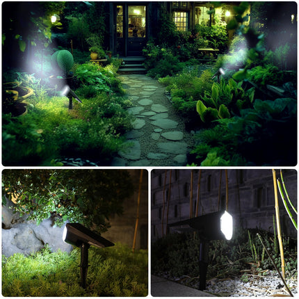 E ENERGETIC LIGHTING Solar Lights Outdoor Waterproof IP68, 4 Lighting Modes Solar Powered Garden Yard Spot Solar Lights for Christmas Outside Landscape- 4 Pack (Daylight)