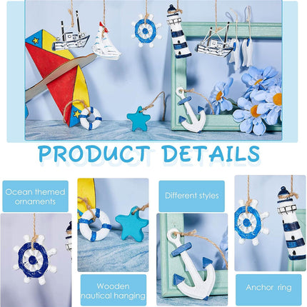 Jetec 22 Pcs Nautical Christmas Ornament Beach Christmas Ocean Ornaments Coastal Nautical Christmas Tree Ornaments Starfish Anchor Sea Life Beach Christmas Decorations for Home Small Party Office