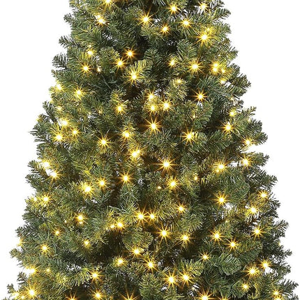 4.5 Ft Artificial Fiber Optic Christmas Tree, Pre-Lit Artificial Potted Xmas Tree with 300 Led Lights, 8 Lighting Modes, Includes Antique Urn Base, 1 PCS