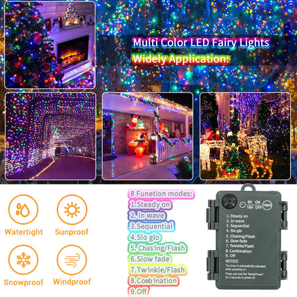 4 Pack Fairy Lights Battery Operated, 16.4 Ft 50 LED Starry Fairy Lights with Auto Timer Dark Green Copper Wire Twinkle Lights for Wedding Bedroom Christmas (Multicolor)