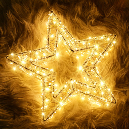 Christmas Acrylic Star Lights with Twinkle Lights, 320 LED Warm White Fairy Lights，Christmas Star Lights 15 Inches/Timer for Christmas Party Indoor Outdoor Holiday Decoration