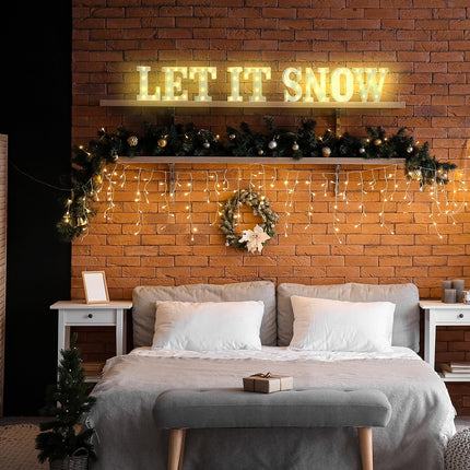 9 Pcs LET IT Snow Letter Light up Sign Christmas Decorations Winter Marquee LED Sign Indoor Christmas Lights for Table and Wall Decor Merry Christmas Home Happy Holidays Centerpiece