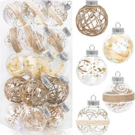 20PCS Christmas Ball Ornaments 70mm/2.76" Large Clear Plastic Farmhouse Rustic Christmas Ornaments Hanging Christmas Tree Decorations Ornaments Set for Xmas Party Home Decor