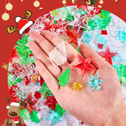 240 Pcs Mini Acrylic Star Ornaments Mini Christmas Tree Mini Snowflake Ornaments Table Scatter Vase Filler for Christmas Holiday Party Decoration (Star, Tree, Snowflake)
