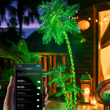 6FT Smart LED Lighted Palm Tree Outdoor Decoration with RGB Lights, APP & Remote Control DIY Artificial Trees Perfect for Patio Yard Backyard Pool Bar Beach Hawaiian Party Christmas Decor