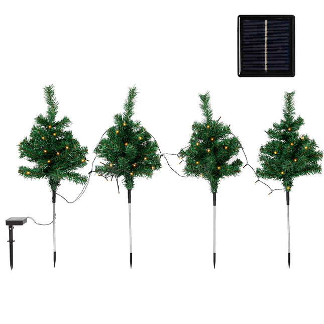 Solar Christmas Tree Garden Stake, Waterproof Christmas Decorative Tree Lights, Outdoor Christmas Tree Lights, Christmas Decorations, Pathway Lights, Patio Lights 31inch (Green, 4pcs)