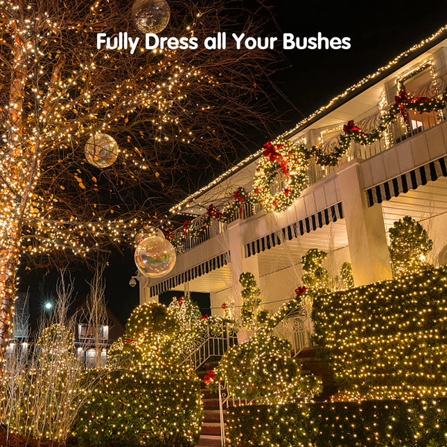 BlcTec Christmas Net Lights, 360 LED 9.8ft x 6.6ft Outdoor Christmas Lights with 8 Modes, Timer, Connectable, Waterproof Design for Tree, Bushes, Shrubs, Yard Outdoor Christmas Decorations, Warm White