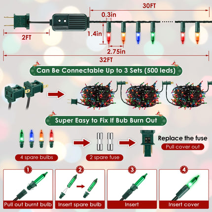 Meonum Christmas Lights with Music, Singing Christmas Lights Plays 25 Classical Holiday Songs, 7 Function Mode, Adjustable Volume and Mute, Musical Christmas Tree Lights(Multi Color,32 FT)