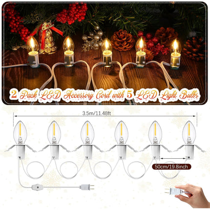 Retisee 4 Pcs Christmas 6 E12 LED Light Village Cord Accessory Cord and Outlet 11.48ft Christmas Village Light with On/Off Switch Plugs for Christmas Village Houses and Craft Decoration, White