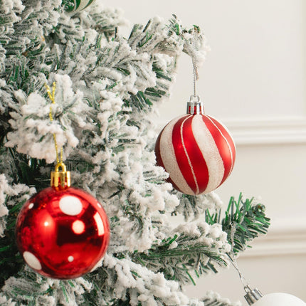 30 Pcs Christmas Ball Ornaments Set, 2.36'' Red Green and White Luxury Hand-Painted Xmas Tree Decoration, Shatterproof Decorative Hanging Ornament Bulk for Party Holiday Wreath Garland Home Décor