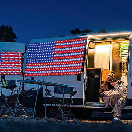 American Flag Lights, Outdoor Flag String Lights 420 LED Waterproof Led Flag Net Light Patriotic Ornaments for Outdoor Home Yard,Garden, Camping, Memorial Day, 4th of July, Christmas Decorations