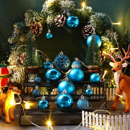 Yunsailing 100 Pcs Christmas Ball Ornaments Decorative Hanging Baubles Set Christmas Balls Xmas Seasonal Decorative Pendants for Christmas Tree Holiday Wedding Party Decorations (Lake Blue)