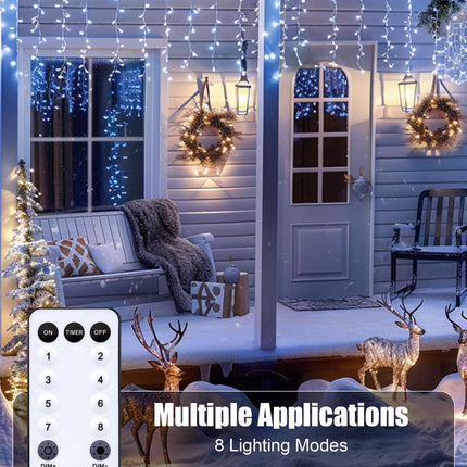 Minetom Icicle Lights for Outside, 100Ft 832 LED White Christmas Lights with 156 Drops, Icicle Christmas Lights Outdoor with Remote and Timer, Outdoor Christmas Lights for House Roof, Pure White