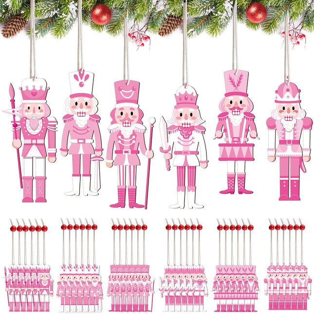 Spiareal 36 Pieces Christmas Nutcrackers Decorations Nutcracker Ornaments Wooden Hanging Christmas Decorations Nutcracker Figures (Elegant Style)