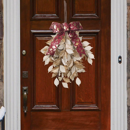 KI Store White and Champagne Christmas Picks Spray Set of 6 Christmas Leaf Floral Stem for Christmas Tree Decoration Bouquet Tree Topper Flower Arrangement Decor