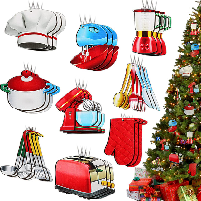 27 Pieces Chef Christmas Ornament Baking Ornaments Cooking Chef Ornament Christmas Tree Ornament Topper Decoration Xmas Decor Sets Baking Christmas Hanging Ornaments with Rope for Tree Baker