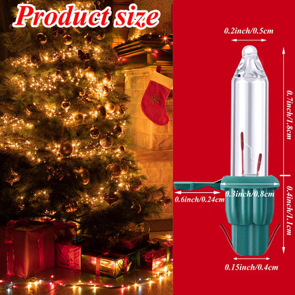 Aodaer 200 Pieces Mini 2.5 Volt Replacement Light Bulbs with Green Base, 170 mA, 0.42 Watt for Christmas Trees Decor