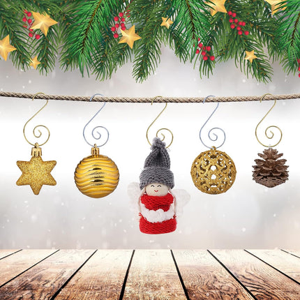 ilauke Christmas Ornament Hanger Hooks 240pcs Silver & Gold Swirl Decorative Ornament Hooks Hang Holiday Decorations Hanger from Trees, Garlands and Wreaths