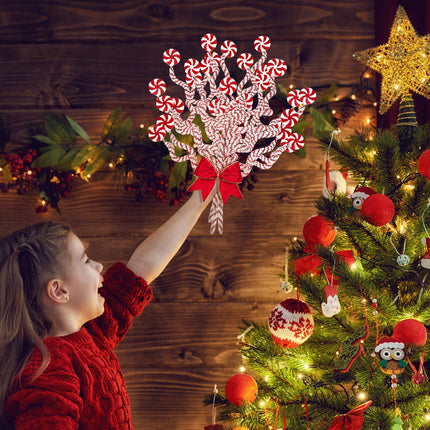 Leyndo 4 Pcs Set Red White Christmas Tree Decorations Candy Cane 11.8 Inch Candy Curly Picks Lollipop Christmas Tree Topper Sticks Ornaments Christmas Tree Decor for Xmas Tree Home(7 Lollipop Set)