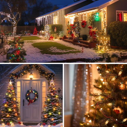 C9 LED Christmas Lights Outdoor, 100 Feet 50 LED C9 String Lights, Waterproof Connectable Christmas Tree Lights for Outside Roofline Patio Home Xmas Party Decor, Warm White