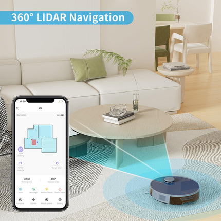 Robot Vacuum And Mop Combo, Lidar Navigation, 4000Pa Suction, Nogo Zone, 200Mins Runtime, Smart Mapping Robotic Vacuum, Wifiappalexa Control, Ideal For Pet Hair, Hard Floor And Carpet