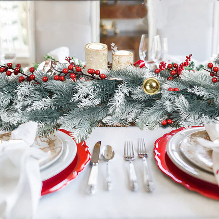 DearHouse Pine Garland Christmas Decoration, 6Ft Winter Artificial Greenery Garland White Garland for Holiday Season Mantel Fireplace Table Runner Centerpiece Decor