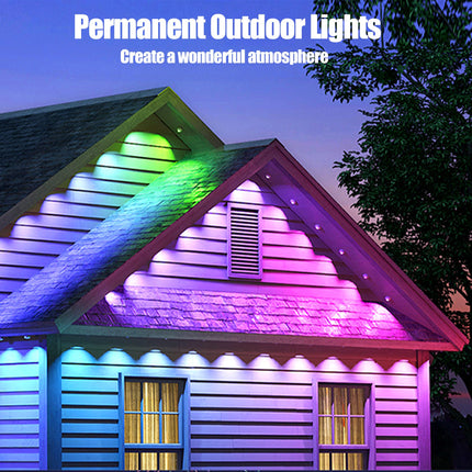 Permanent Outdoor Lights, 50ft Smart RGB LED Eaves Lights with APP Control, Waterproof for Christams, Wedding, Patry, Outdoor Decorations - 30LEDs