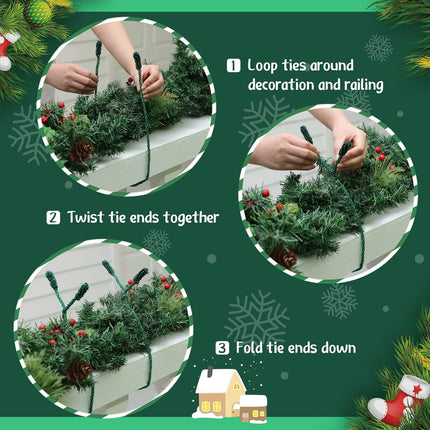 Zhengmy 24 Pcs Christmas Garland Ties Extra Long 30 Inches 25 Inches 20 Inches Decorative Twist Tie for Banister Reusable Flexible Twist Tie for Garland Stairway Railing Xmas Holiday Home Decor(Green)