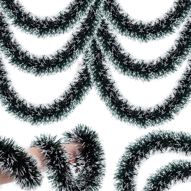 50Ft Christmas Garland,Green Christmas Tinsel Garland Christmas Metallic Twist Garland Ceiling Hanging Christmas Garland for Indoor Outdoor Xmas Tree Stair Fireplace Party Christmas Decor
