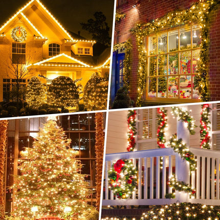 295FT 900 LED Christmas Lights Outdoor Indoor, LED Warm White String Lights with 8 Modes Remote, Timer & Memory Function Tree Lights Twinkle Lights Plug in for Garden Party Holiday Decor