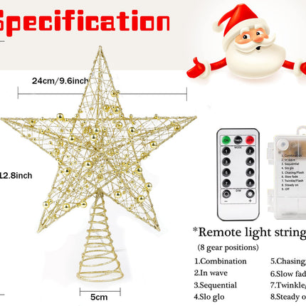 Christmas Tree Topper Star LED Lights Star Treetop Battery Operated,Lighted Star Tree Topper for Christmas Tree Decorations (Golden)