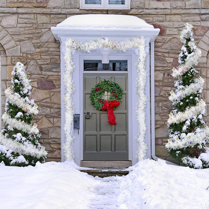19.7 Feet Christmas Tinsel Garland Artificial Christmas Garland Xmas Metallic Twist Hanging Garland Fireplace Mantel Wreath Decor for Staircase Railing Indoor Outdoor Ornaments (Snowflake Style)