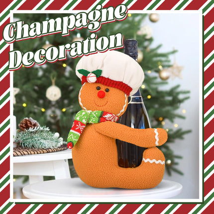 Gingerbread Man Christmas Tree Topper Decorations Gingerbread Christmas Decorations for Home Christmas Tree, Wine Bottle & Curtain Ornaments Funny Home Decorations