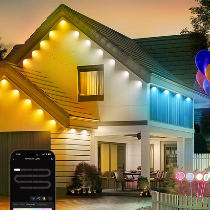 Minetom Permanent Outdoor Lights, 100FT Smart String Lights APP Control, 72 LED Eaves Lights with DIY Scene Mode, IP67 Waterproof Christmas Lights for Outdoor Decor, Work with Alexa, Google Assistant