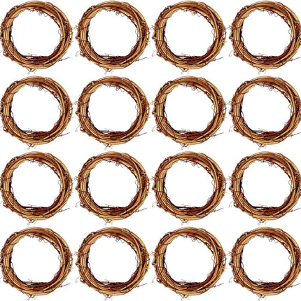Grapevine Wreath Set, Marrywindix 16 Pieces Natural Vine Branch Wreath Christmas DIY Rattan Wreath Garland for Christmas Holiday Craft Wedding Decor (4 in.)