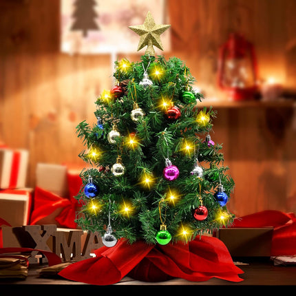 Joiedomi 2 Pack Prelit Tabletop Christmas Tree with Decoration Kit, 20" Artificial Mini Xmas Pine Tree with LED String Lights and Ornaments,Christmas Home Indoor Decoration Tree Decor