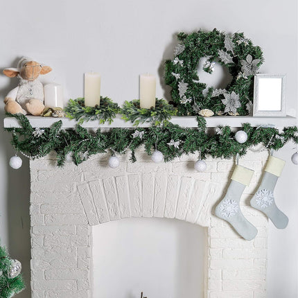 4 pcs Artificial Frosted Cedar and Pine Cone Candle Rings Christmas Candle Holder Rings Faux Cedar Twigs Wreath Mini Window Wreaths 11.8" Wide for Christmas Holiday Winter Season Decoration