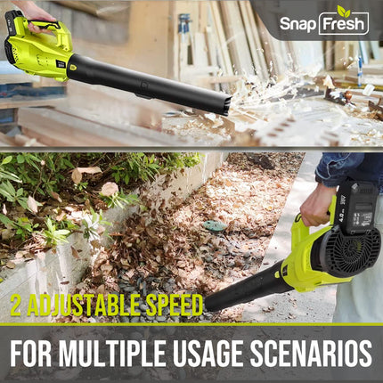 SnapFresh 20V MAX Leaf Blower - 420 CFM Cordless Leaf Blower with 4.0Ah Battery & Charger, Electric Leaf Blowers for Lawn Care, Battery Powered Leaf Blower for Snow Blowing