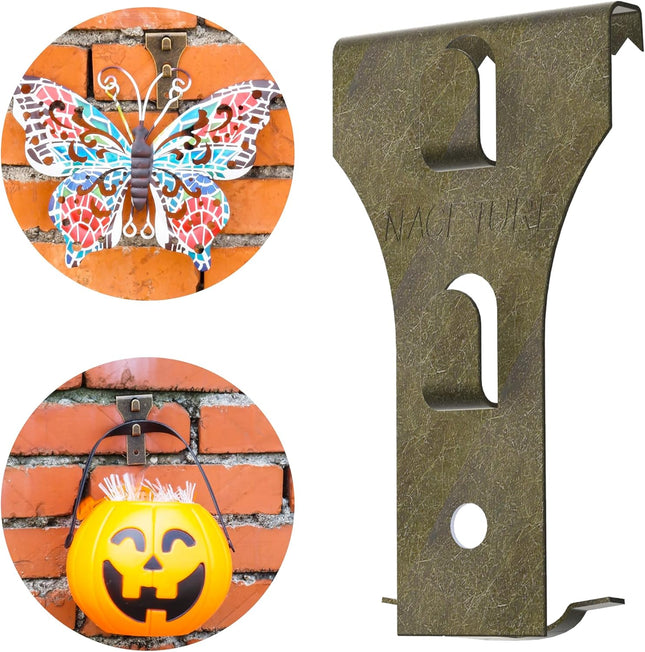 Brick Hook Clips (4 Pack) - Require More Than 1/8” Brick Wall Cement Gap Fits 2-1/4 to 2-2/5 Inch Bricks Outdoor Brick Hangers Wall Clips for Hanging - Mounting to Brick Without Drilling