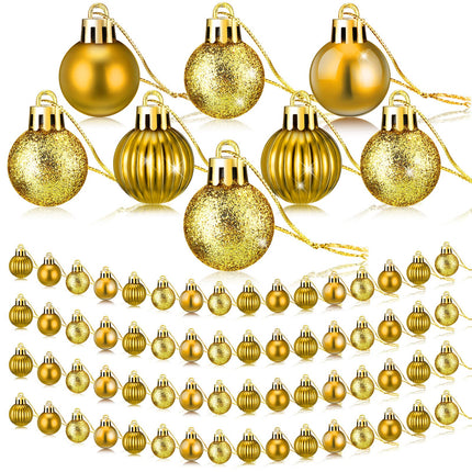 Sumind 48 Pieces Christmas Mini Balls Ornaments 1.2 Inch Miniature Glitter Balls Xmas Tree Small Hanging Decorations Pendants for Holiday Party Wedding Home DIY Craft Decor(Classic Style,Gold)