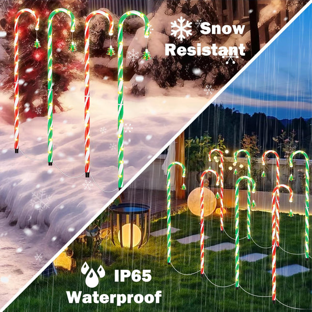 10 Pack Christmas Decorations Outside,Amzxar Solar Candy Cane Christmas Lights Outdoor Decoration,100 LED 8 Mode Christmas Outdoor Decorations,Solar Christmas Decorations for Yard Garden Decoration