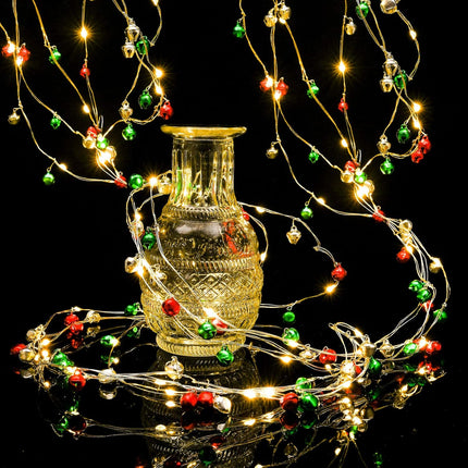 Mudder Christmas Fairy Light Snow Globe Christmas Lights 20 Ft 60 LED String Light Battery Operated Decoration Lights for Christmas Party Bedroom Indoor Outdoor Decoration Red Green Warm