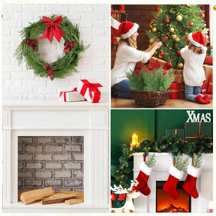 100 PCS Artificial Pine Branches Faux Pine Sprigs Leaves Christmas Decoration Fake Christmas Greenery Stems Plastic Pine Picks -for DIY Craft Festive Home Decor(Green-100PCS)