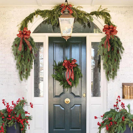 2 Pack Artificial Pine Branches with Pine Cones Green Plants Pine Needles Artificial Hanging Plants Outdoors DIY Accessories for Outdoors for Wreath Christmas and Home Garden Decoration(Green)