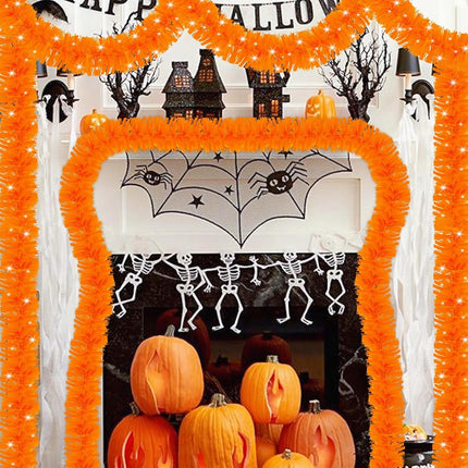 Halloween Decorations,33FT Halloween Tinsel Garland Orange Shiny Metallic Hanging Garland Halloween Garland for Home Tree Indoor Outdoor Party Halloween Decor