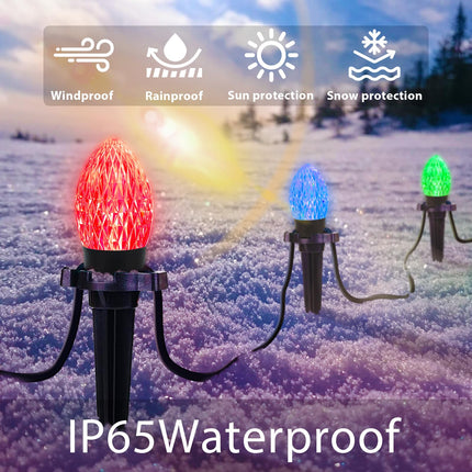 Smart Christmas Lights C9, 17FT 25 LED Outdoor String Lights, Work with Alexa and Google Assistant, Outdoor String Lights for Patio Xmas Tree Roofline Party Indoor